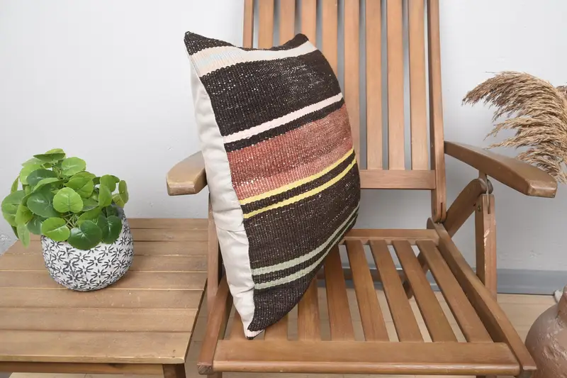 Ethnic Cushion, Boho Pillow Sham Cover, Pillow for Sofa, Gift Pillow, Custom Pillow Case, Garden Pillow Sham, Pillow Case, 20x20 Brown Cushion - 2