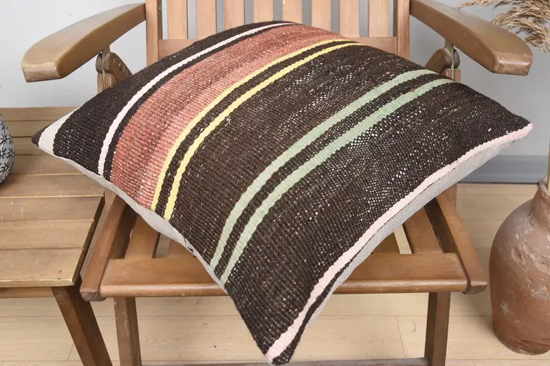 Ethnic Cushion, Boho Pillow Sham Cover, Pillow for Sofa, Gift Pillow, Custom Pillow Case, Garden Pillow Sham, Pillow Case, 20x20 Brown Cushion - 4