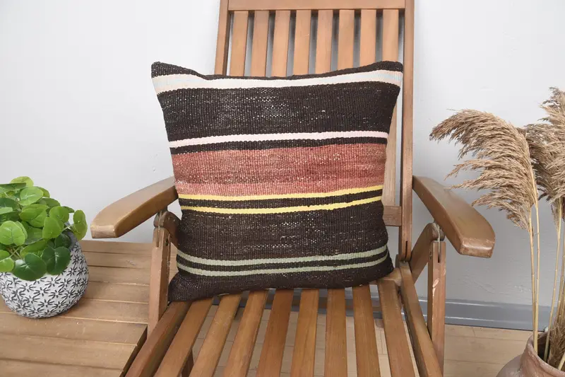 Ethnic Cushion, Boho Pillow Sham Cover, Pillow for Sofa, Gift Pillow, Custom Pillow Case, Garden Pillow Sham, Pillow Case, 20x20 Brown Cushion - 1
