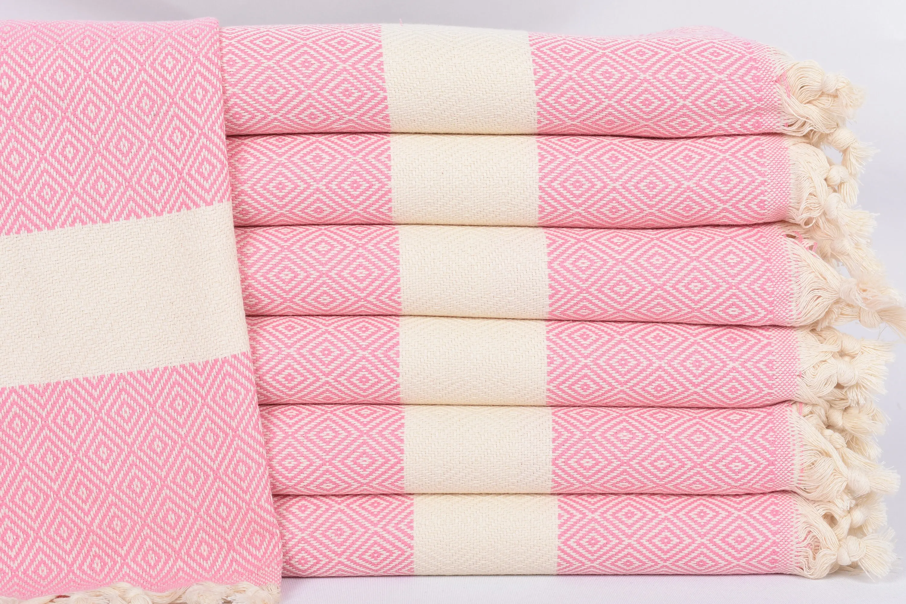 Customized Turkish Hand Towel Pink Diamond, 36x20 Inches - 1