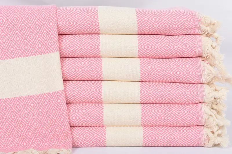 Customized Turkish Hand Towel Pink Diamond, 36x20 Inches