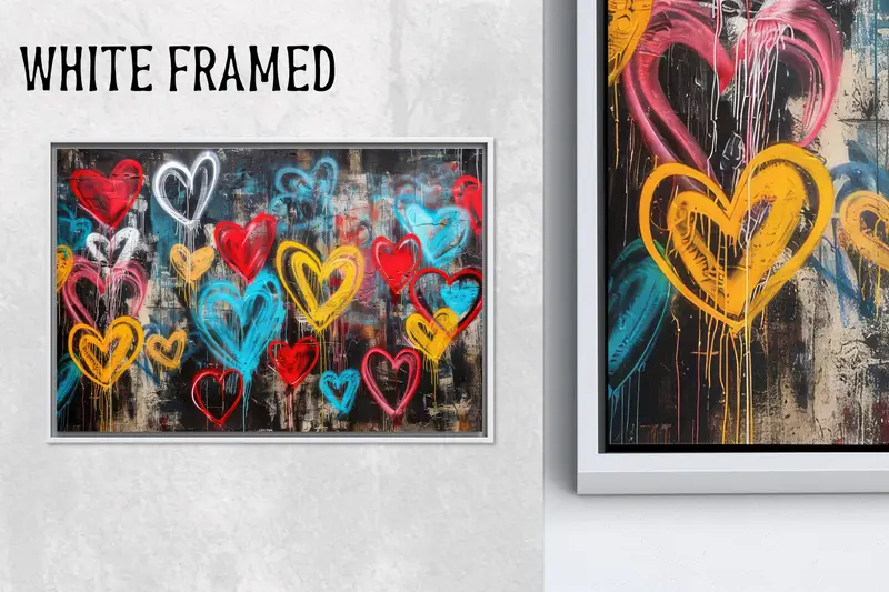 エレガントなカラフルなハートのグラフィティプリントキャンバスアート