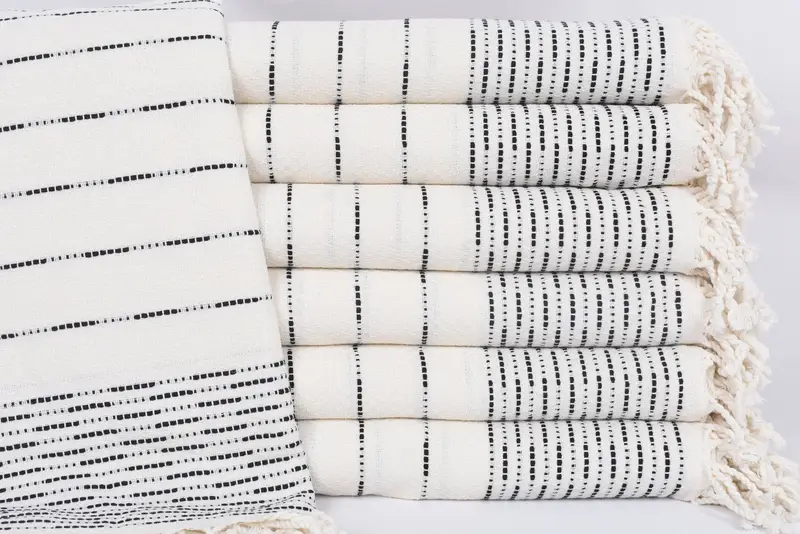 Personalized Black Striped Turkish Cotton Towel, Bachelorette Gift, 70x38 Inches