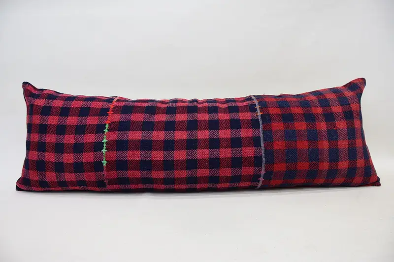 Vintage Wool Pink Pillow Cover, Striped Gift Rectangle 16x48 inch Euro Sham - 1
