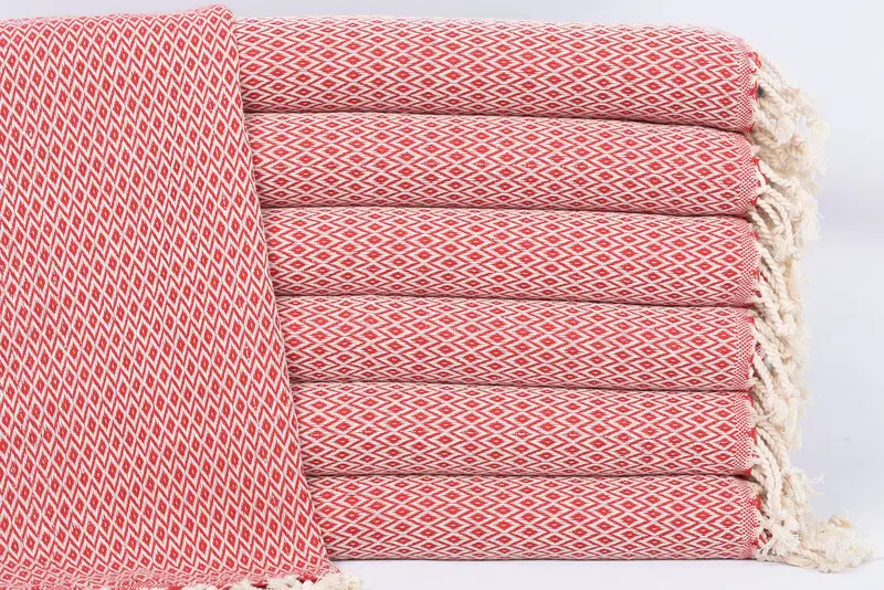 Bridesmaid Gift Personalized Red Diamond Dish Towel, 40x20 Inches