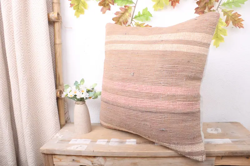 Pattern Throw Pillow, 20x20 Brown Cushion, Office Chair Pillow Case, Antique Pillows, Handmade Kilim Cushion, Kilim Cushion Sham, Pillow Sham - 4