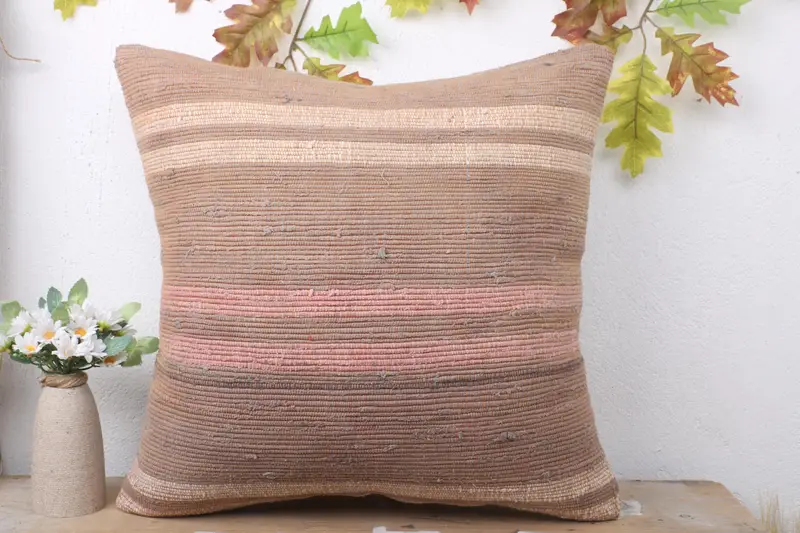 Pattern Throw Pillow, 20x20 Brown Cushion, Office Chair Pillow Case, Antique Pillows, Handmade Kilim Cushion, Kilim Cushion Sham, Pillow Sham - 2