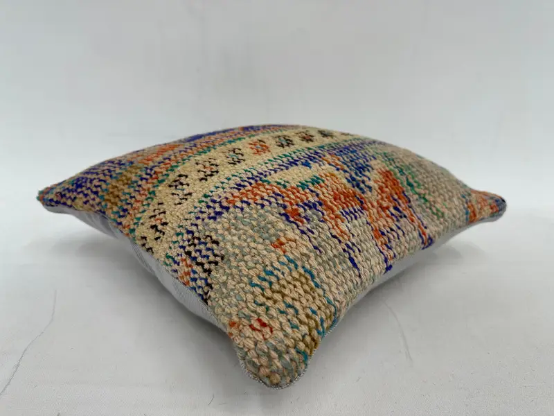 Blue & Orange Embroidered Southwestern Throw Pillow, Size 14x14 Inches - 6
