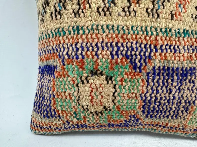 Blue & Orange Embroidered Southwestern Throw Pillow, Size 14x14 Inches - 2