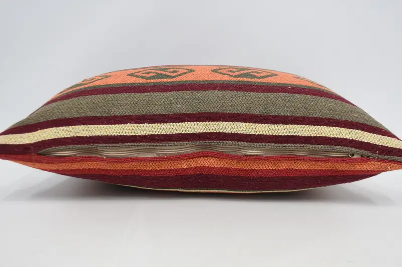 Ethnic Throw Cushion, Kilim Pillow Cover, Cushion, Interior Designer Pillow, Oriental Pillow Case, Boho Pillow, 16x24 Orange Pillow Cover - 6
