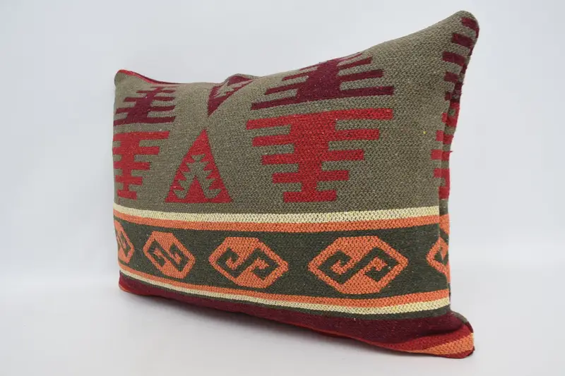 Ethnic Throw Cushion, Kilim Pillow Cover, Cushion, Interior Designer Pillow, Oriental Pillow Case, Boho Pillow, 16x24 Orange Pillow Cover - 4