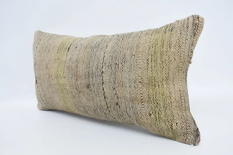 Pillow, Vintage Kilim Throw Pillow, 12x24 Beige Pillow Cover, Boho Pillow Sham Cover, Turkish Kilim Pillow, Cotton Pillow Case - 4