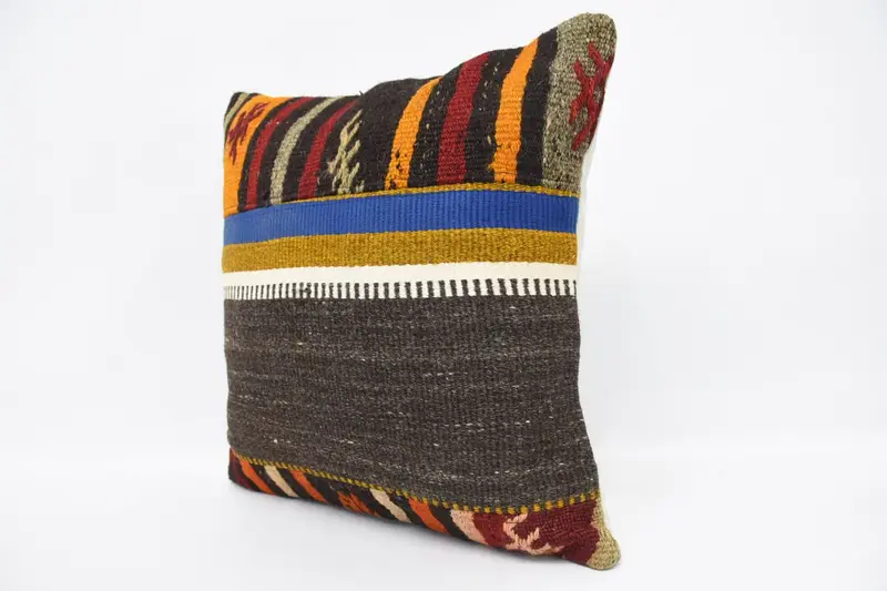 Gift Pillow, Oriental Cushion Cover, Pillow for Couch, Pillow Sham, Floor Pillow Case, 20x20 Brown Pillow Cover, Tribal Pillow Cover, Kilim Pillow - 4