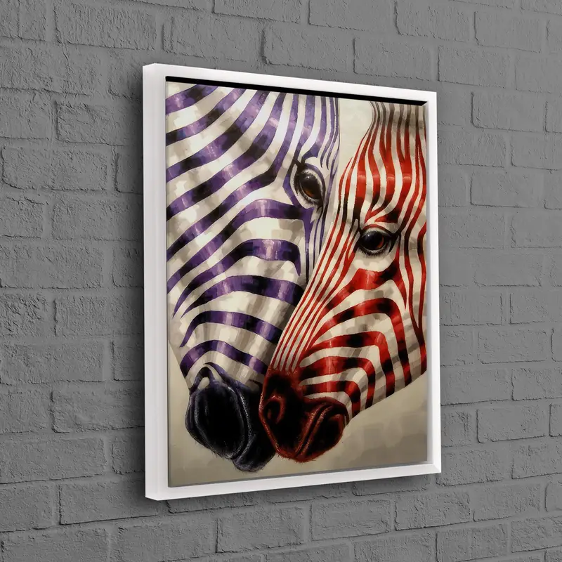 Lienzo estampado moderno de cebra en color morado y rojo - Arte de pared moderno