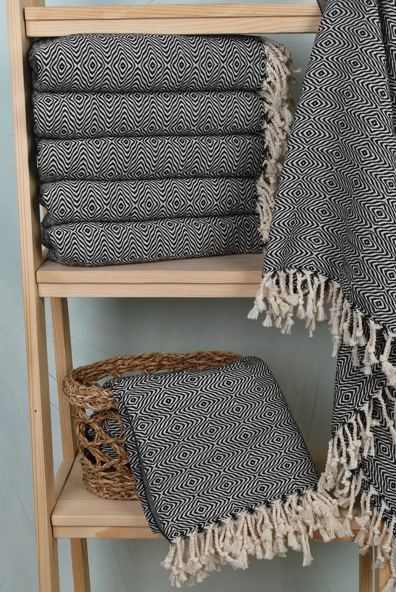 70x40 Cotton Zigzag Diamond Towel, Custom Turkish Towel, Custom Gift, Gym Towel, Customized Towels, Custom Wedding Gifts, Monogrammed Beach Towel - 3