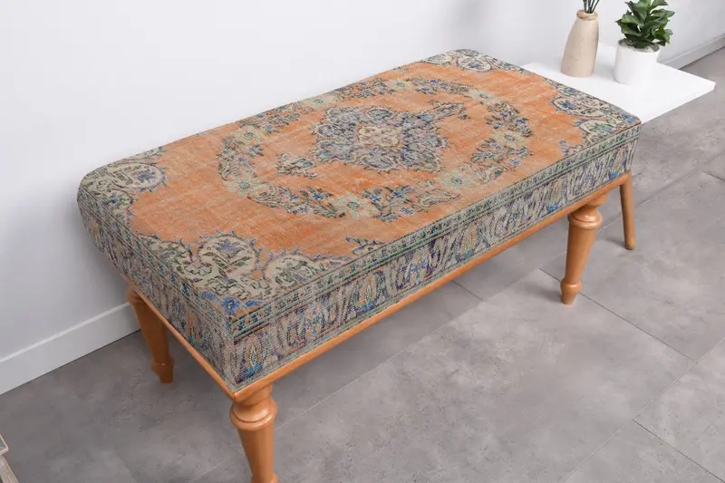 Modular Ottoman with Kilim-Inspired Pattern, Comfortable Sofa Set Ottoman
