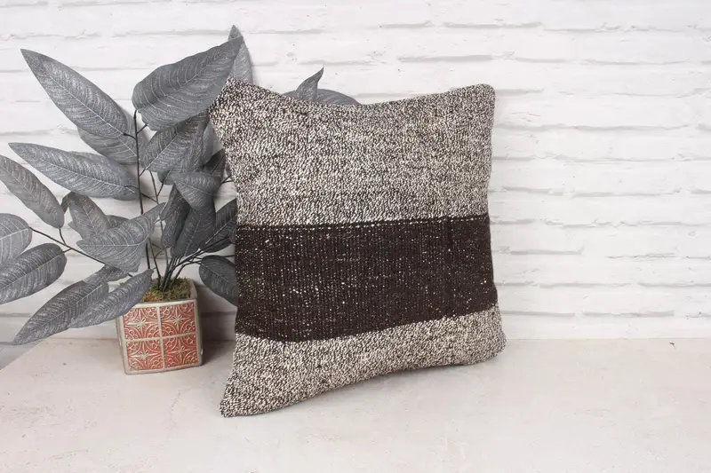 Pillow for Couch, Meditation Cushion Cover, Turkish Kilim Pillow, Antique Pillows, Lounge Throw Pillow Sham, Cushion Case, 18x18 White Pillow - 3