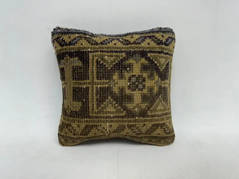 Interior Designer Pillow, Cushion, 12x12 Green Pillow Cover, Natural Pillow Case, Sofa Cushion Case, Kilim Cushion Sham, Pillow for Sofa - 1