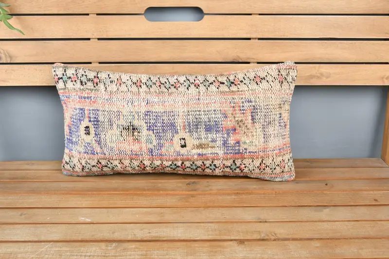 Antique Pillows, Outdoor Bolster Pillow Cover, Pillow Sham, 12x24 Blue Cushion Cover, Vintage Pillow, Luxury Cushion, Boho Pillow Sham Cover - 6