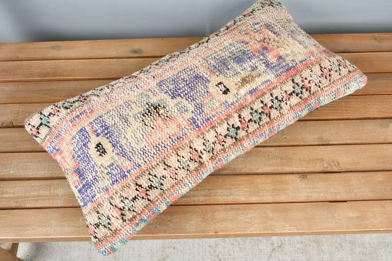 Antique Pillows, Outdoor Bolster Pillow Cover, Pillow Sham, 12x24 Blue Cushion Cover, Vintage Pillow, Luxury Cushion, Boho Pillow Sham Cover - 3