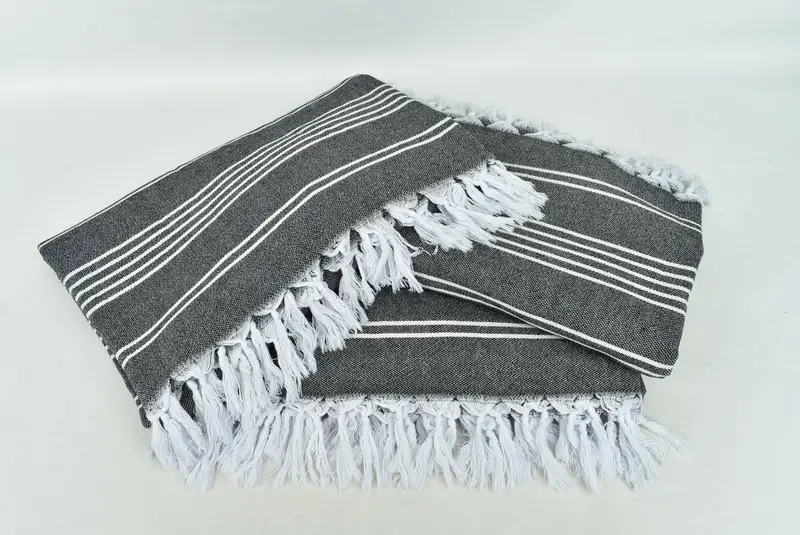 Gift For Best Friend, Woven Throw Blanket, Monogram Blanket, Beach Bachelorette Party Decorations, 96x70 Cotton Striped Towel, Decorative Blanket - 6