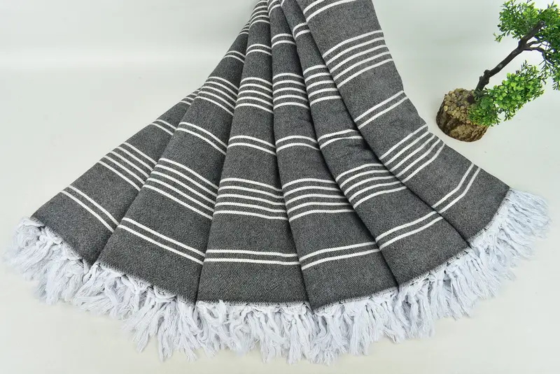 Gift For Best Friend, Woven Throw Blanket, Monogram Blanket, Beach Bachelorette Party Decorations, 96x70 Cotton Striped Towel, Decorative Blanket - 4