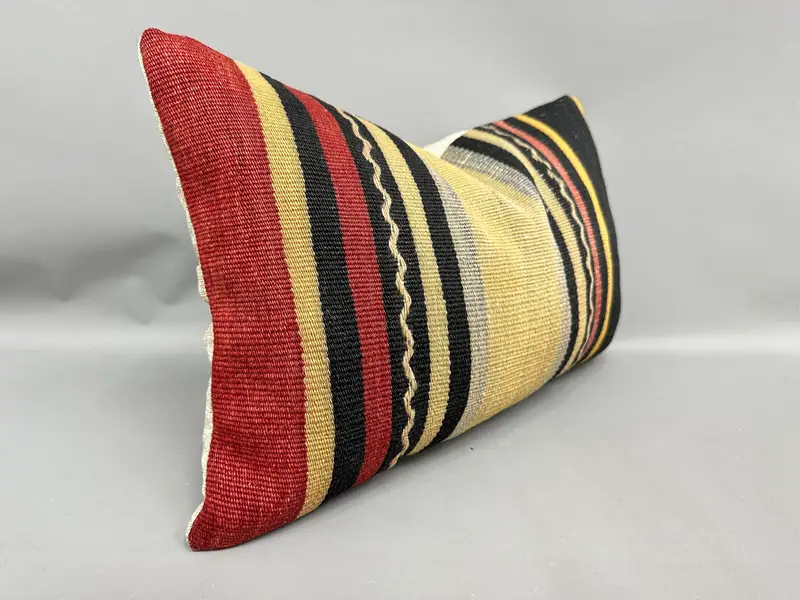 Outdoor Bolster Pillow Case, Gift Pillow, Interior Designer Pillow, Antique Pillows, Pillow Cover, Boho Chic Cushion, 12x20 Red Pillow - 2