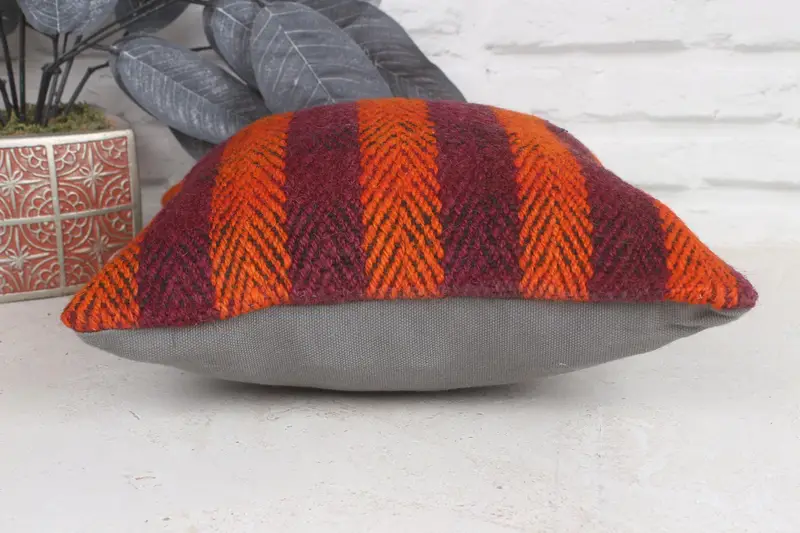 Pillow, 12x12 Orange Cushion Case, Kilim Cushion Sham, Outdoor Patio Pillow Sham, Cozy Throw Cushion Case, Gift Pillow, Kilim Pillow - 5