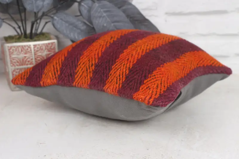 Pillow, 12x12 Orange Cushion Case, Kilim Cushion Sham, Outdoor Patio Pillow Sham, Cozy Throw Cushion Case, Gift Pillow, Kilim Pillow - 6