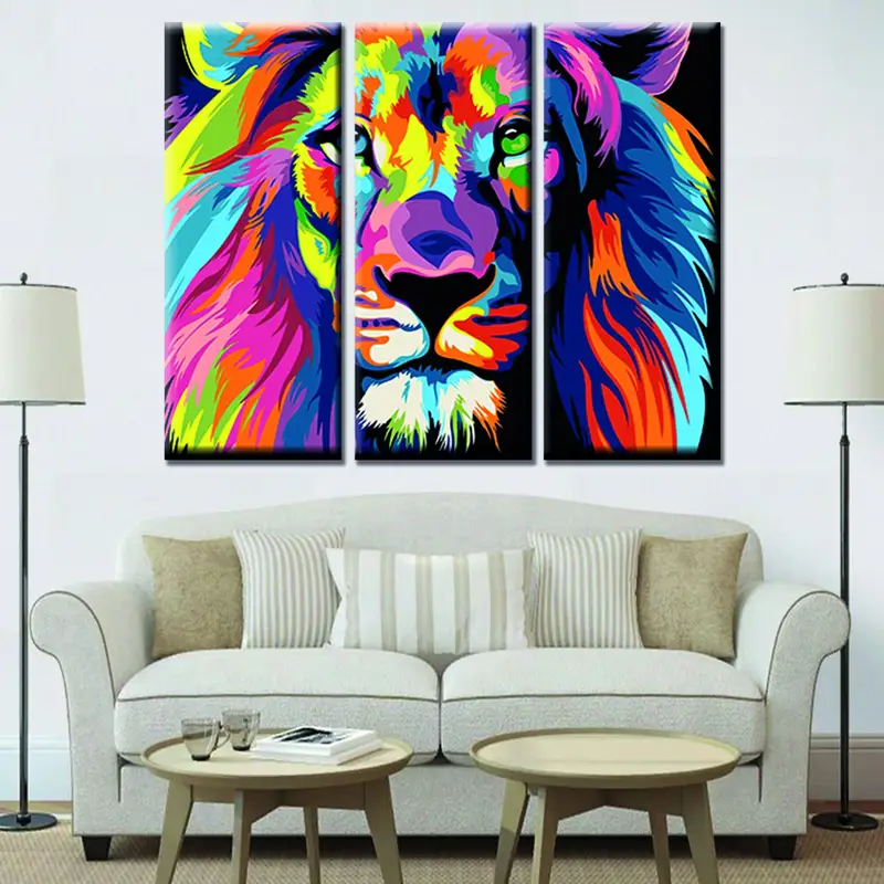 Lion Abstract Canvas, Canvas Wall Art, Lion Abstract Pop Art Wall, Print of Colorful Lion, Pop Art Canvas, Wall Decor Canvas,Painted Animals - 2
