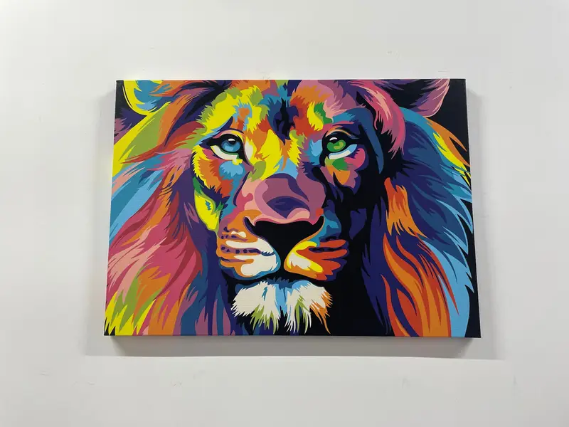 Lion Abstract Canvas, Canvas Wall Art, Lion Abstract Pop Art Wall, Print of Colorful Lion, Pop Art Canvas, Wall Decor Canvas,Painted Animals - 1