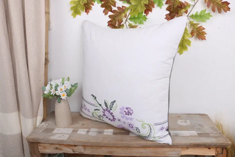 Ottoman Cushion Case, Pillow, 20x20 White Pillow Cover, Pillow for Couch, Boho Pillow Sham Cover, Bright Cushion, Turkish Kilim Pillow - 4