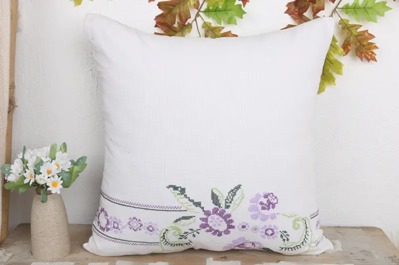 Ottoman Cushion Case, Pillow, 20x20 White Pillow Cover, Pillow for Couch, Boho Pillow Sham Cover, Bright Cushion, Turkish Kilim Pillow - 2