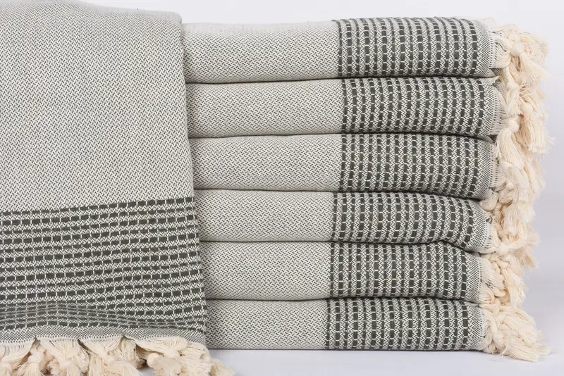 Turkish Bedcover, Gift For Coworker, Housewarming Gift, 96x92 Cotton Striped Towel, Personalized Gifts, Turkish Blanket, Organic Throw - 1