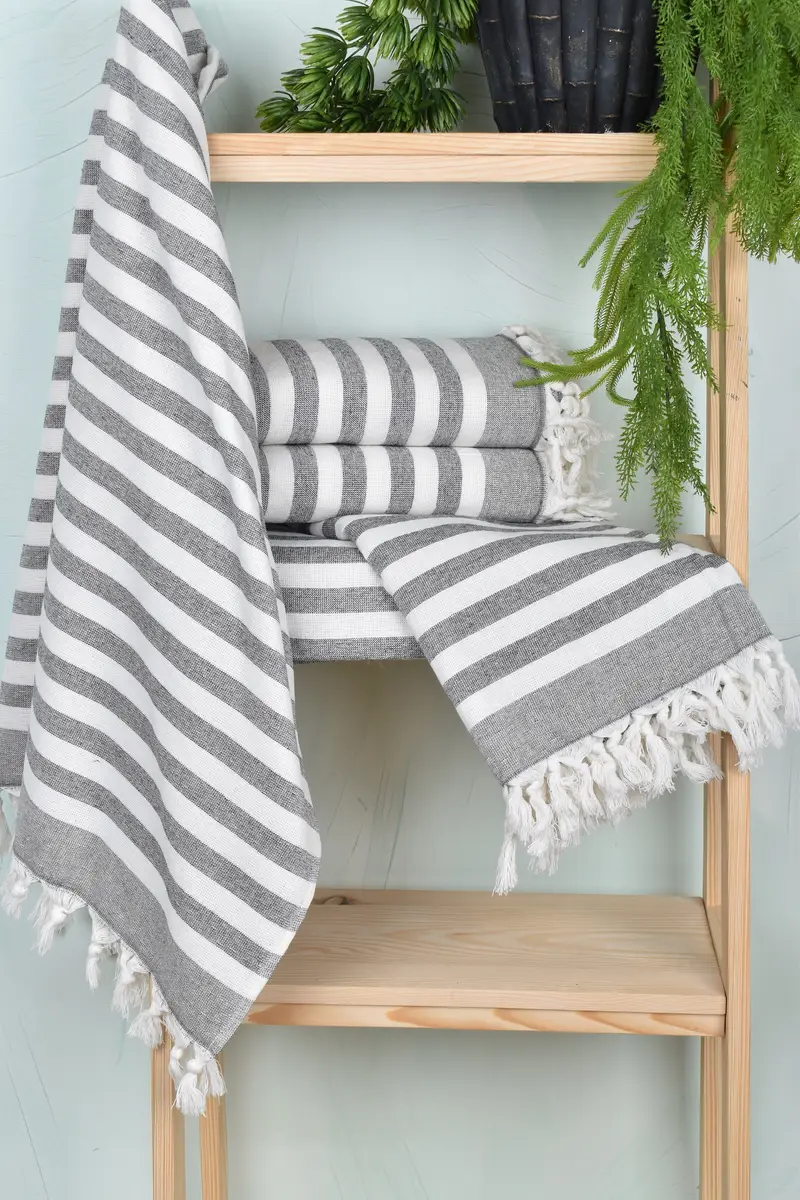 Monogram Turkish Towel, Turkish Beach Towel Bulk, 68x40 Cotton Striped Terry Towel, Organic towel, Bachelor Gift, Lightweight Turkish towel - 6