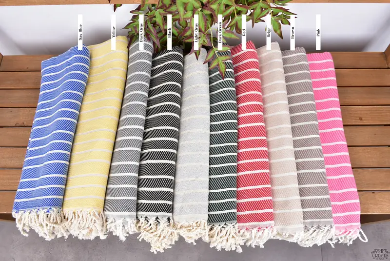 Personalize Gift, 70x40 Bamboo Striped Towel, Hammam towel, Bachelorette Party Decorations, Home Decor Gifts, Girls Weekend Getaways Gifts - 2