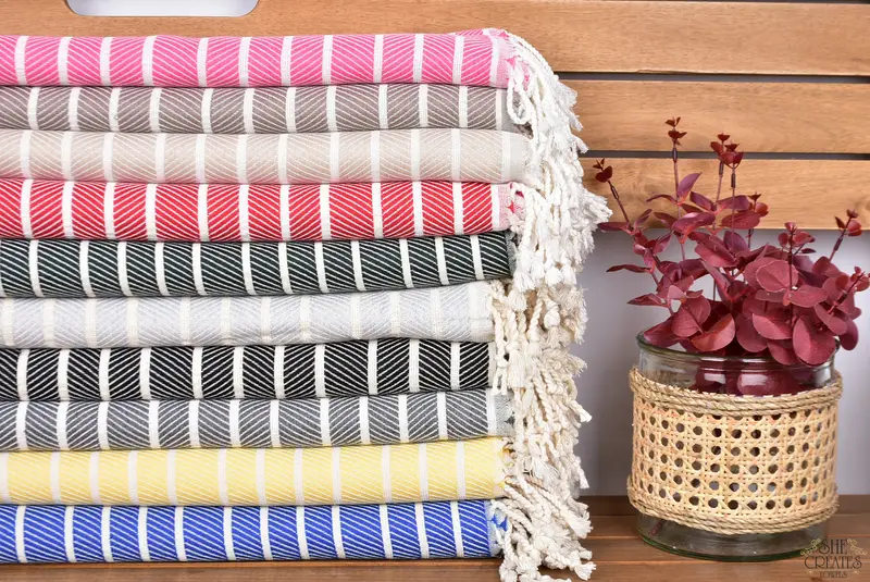 Personalize Gift, 70x40 Bamboo Striped Towel, Hammam towel, Bachelorette Party Decorations, Home Decor Gifts, Girls Weekend Getaways Gifts - 1