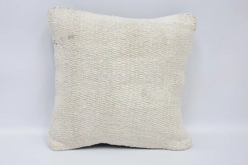 Turkish Wool White Cushion Cover, Gift Small Square 12x12 inch Euro Sham - 1