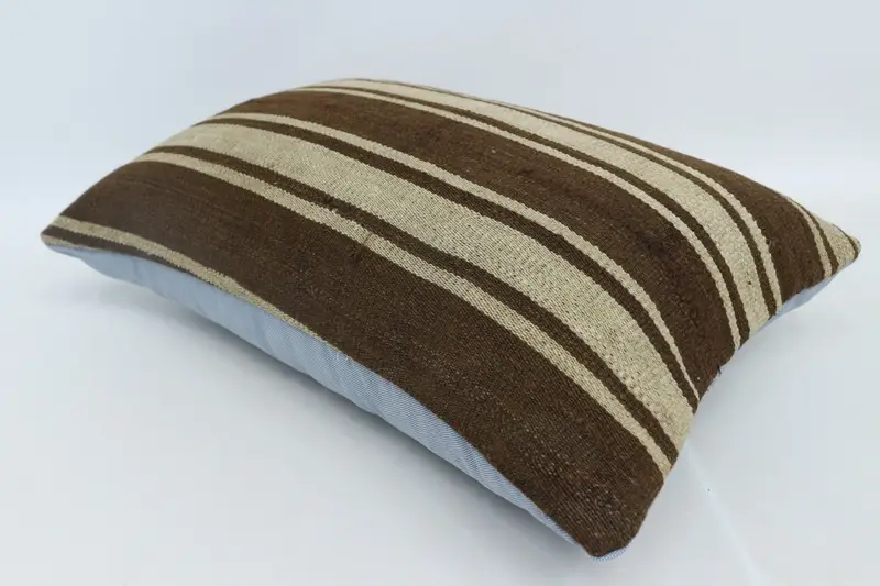 Vintage Kilim Throw Pillow, Vintage Pillow, Pillow Sham, Vintage Kilim Pillow, Decorative Cushion Cover, 16x24 Brown Cushion Case - 6