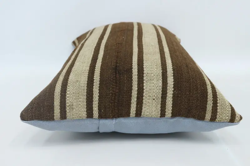 Vintage Kilim Throw Pillow, Vintage Pillow, Pillow Sham, Vintage Kilim Pillow, Decorative Cushion Cover, 16x24 Brown Cushion Case - 5