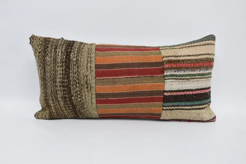 Orange Rectangle Throw Pillowcase, Moroccan Striped 30x60 cm Cushion Case - 1