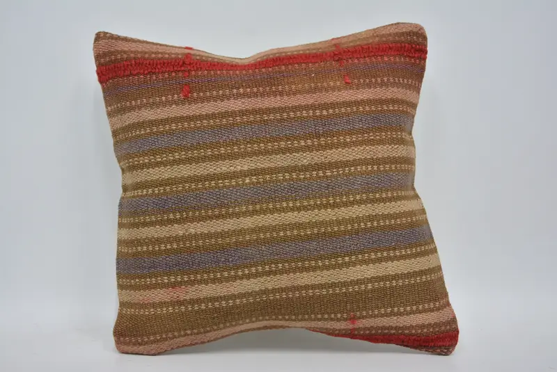 Vintage Kilim Throw Pillow, Natural Cushion Cover, Cushion Case, Kilim Cushion Sham, 12x12 Blue Pillow Case, Home Decor Pillow - 1