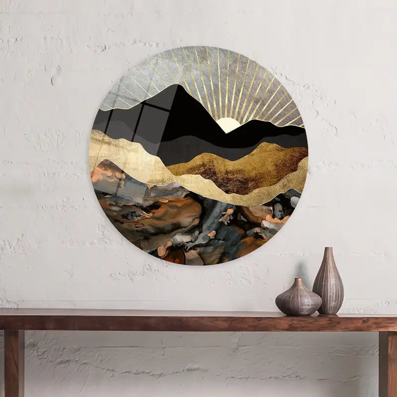 Golden Sunshine Mountain Landscape Printed Canvas Art