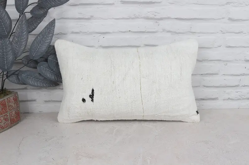 Vintage Kilim Pillow, Kilim Cushion Sham, Pillow Case, Ethnic Throw Pillow, 12x20 White Pillow, Colorful Pillow Case, Pillow for Sofa - 1