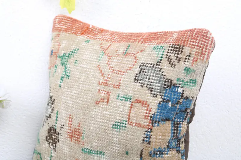 Hippie Throw Pillow Case, Gift Pillow, Farmhouse Pillow Case, Boho Pillow, Kilim Pillow Cover, Pillow Cover, 12x12 Orange Cushion Cover - 5
