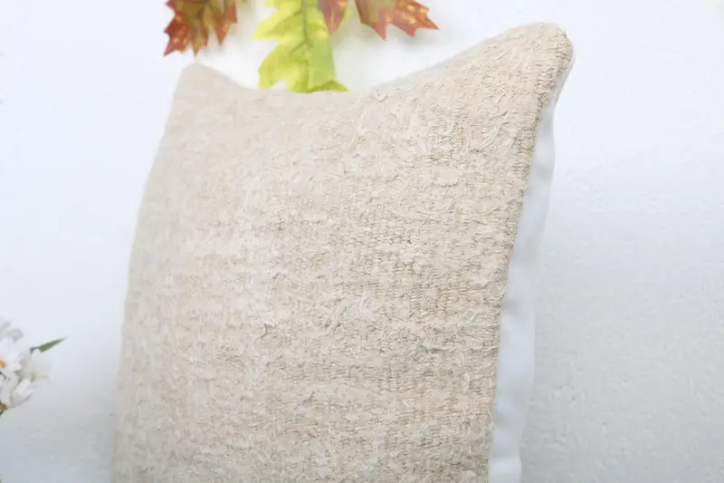 Vintage Kilim Throw Pillow, 16x16 Beige Cushion, Vintage Pillow, Boho Pillow, Pillow Sham, Wool Kilim Pillow Pillow Cover, Knitted Cushion Cover - 5