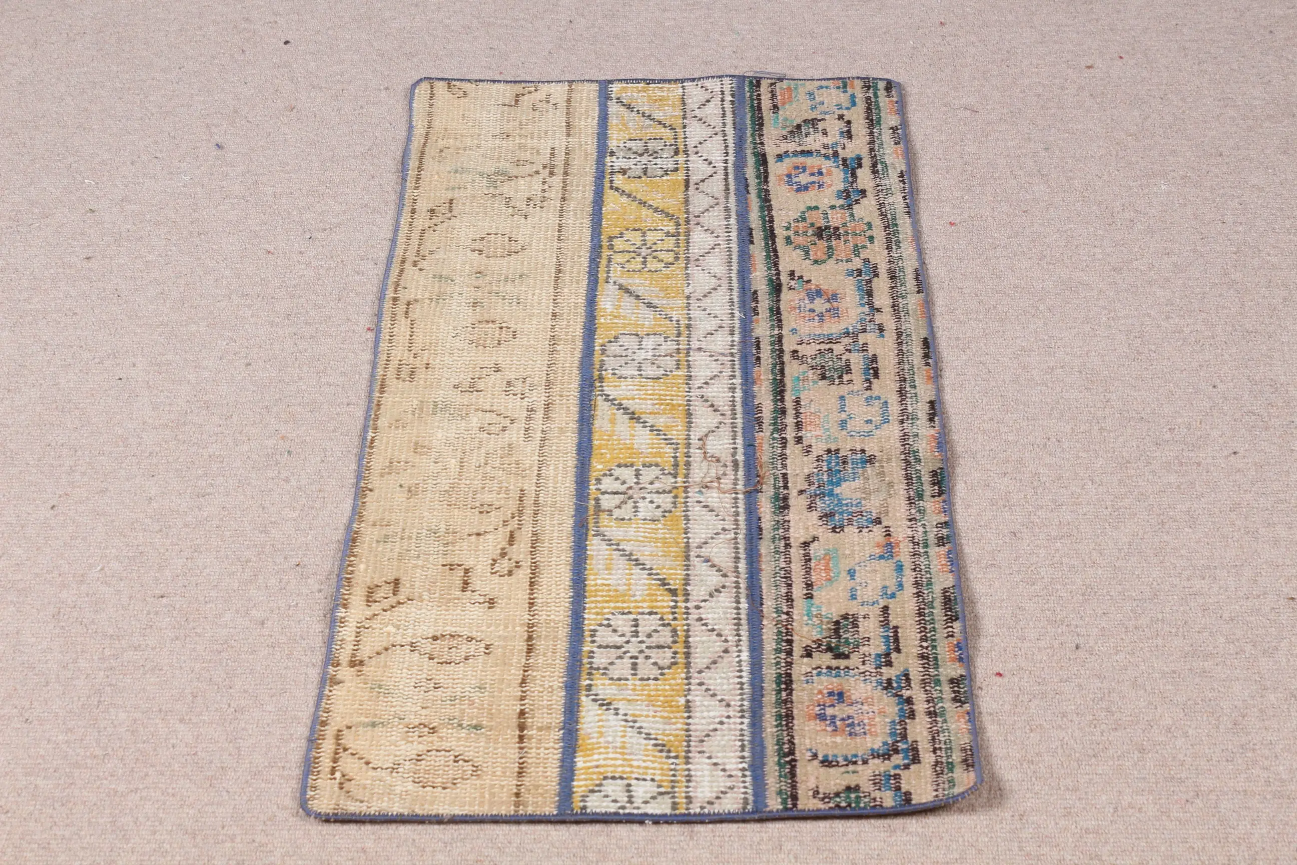 1,6x3,2 ft Teppich, türkischer Vintage kleiner Teppich, blauer Wollteppich - 1