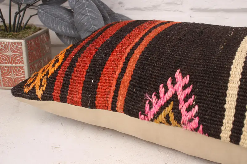 12x36 Brown Pillow Case, Outdoor Pillow Cover, Vintage Kilim Pillow, Kilim Pillow Cover, Turkish Pillow, Bolster Pillow Sham, Pillow Case - 6