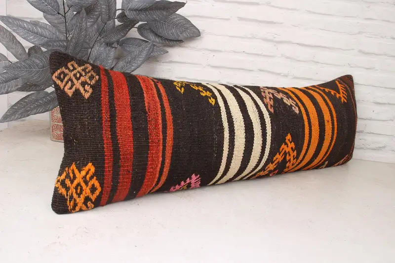 12x36 Brown Pillow Case, Outdoor Pillow Cover, Vintage Kilim Pillow, Kilim Pillow Cover, Turkish Pillow, Bolster Pillow Sham, Pillow Case - 3
