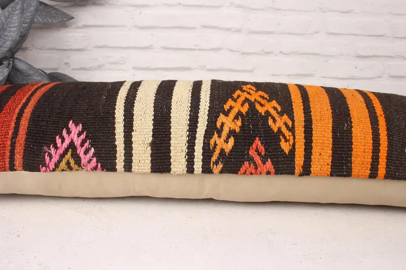 12x36 Brown Pillow Case, Outdoor Pillow Cover, Vintage Kilim Pillow, Kilim Pillow Cover, Turkish Pillow, Bolster Pillow Sham, Pillow Case - 5